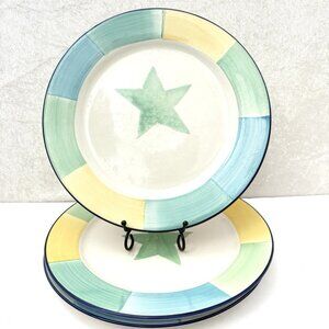 ATICO INTERNATIONAL Vintage Dinner Plates Set 3 Hand Painted Star 1999 Beach